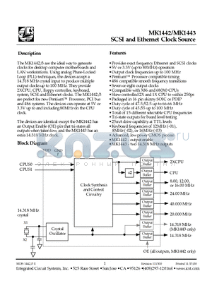 MK1442 datasheet - SCSI and Ethernet Clock Source