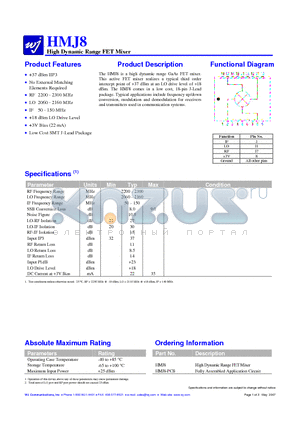 HMJ8-PCB datasheet - High Dynamic Range FET Mixer