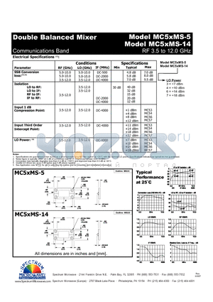 MC5XMS-5 datasheet - Double Balanced Mixer