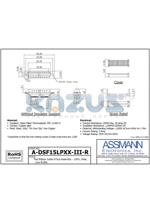 HMM15H datasheet - FLAT RIBBON CABLE D-SUB ASSEMBLY