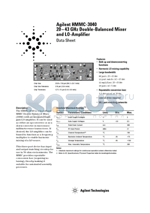 HMMC-3040 datasheet - 20-43 GHz Double-Balanced Mixer and LO-Amplifier