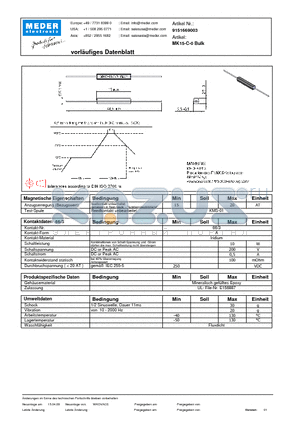 MK15-C-0_DE datasheet - (deutsch) MK Reed Sensor