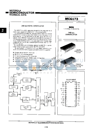 MC6173L datasheet - 2400 bps DIGITAL DEMODULATOR