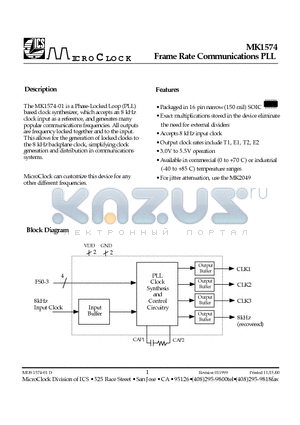 MK1574-01SI datasheet - Frame Rate Communications PLL