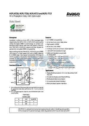 HCPL-7720 datasheet - 40 ns Propagation Delay, CMOS Optocoupler