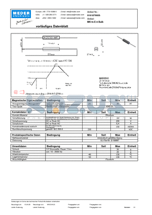 MK16-E-0_DE datasheet - (deutsch) MK Reed Sensor
