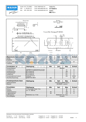 MK17-C-1_DE datasheet - (deutsch) MK Reed Sensor