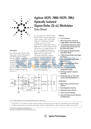 HCPL-786J-500 datasheet - Optically Isolated Sigma-Delta Modulator