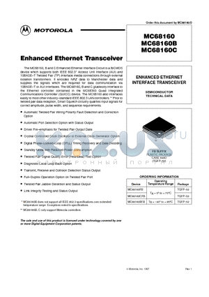 MC68160 datasheet - ENHANCED ETHERNET INTERFACE TRANSCEIVER