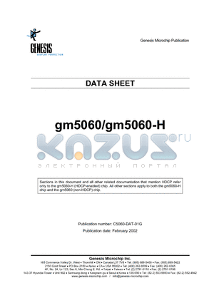 GM5060-H datasheet - GRAPHICS PROCESSING IC PROVIDING  HIGH QUALITY IMAGES FOR LCD MONITORS