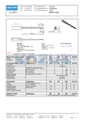 MK18-B-1250W_DE datasheet - (deutsch) MK Reed Sensor