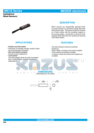 MK18-D-100W datasheet - Cylindrical Reed Sensors