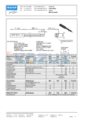 MK18-D-300W_DE datasheet - (deutsch) MK Reed Sensor