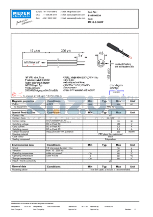 MK18-E-300W datasheet - MK Reed Sensors