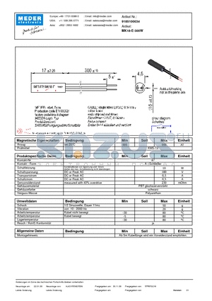 MK18-E-300W_DE datasheet - (deutsch) MK Reed Sensor
