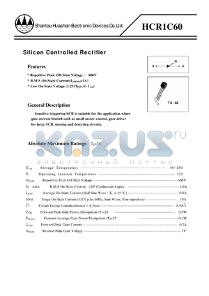 HCR1C60 datasheet - Silicon Controlled Rectifier