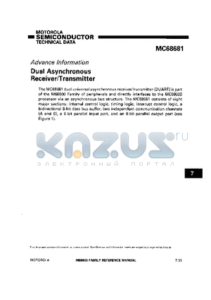 MC68681 datasheet - Dual Asynchronous Receiver/Transmitter