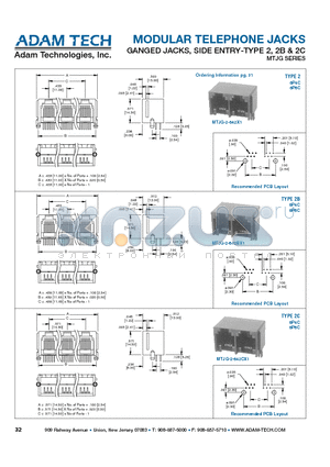 MTJG-2-642BX1 datasheet - MODULAR TELEPHONE JACKS GANGED JACKS, SIDE ENTRY-TYPE 2, 2B & 2C