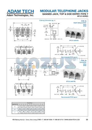 MTJG-3-667HX2 datasheet - MODULAR TELEPHONE JACKS GANGED JACK, TOP & SIDE ENTRY-TYPE 7