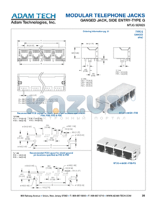 MTJG-4-88GX1-FSB datasheet - MODULAR TELEPHONE JACKS GANGED JACK, SIDE ENTRY-TYPE G