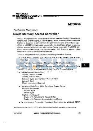 MC68450 datasheet - Direct Memory Access Controller