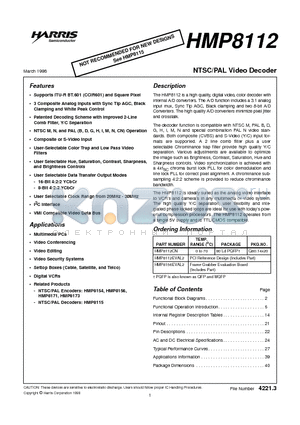 HMP8112 datasheet - NTSC/PAL Video Decoder