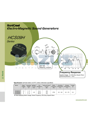 HCS0901H datasheet - Electro-Magnetic Sound Generators