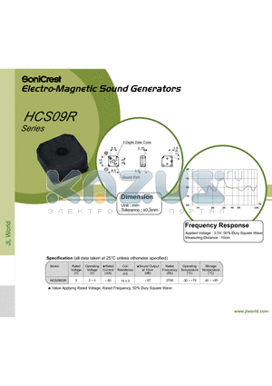 HCS0903R datasheet - Electro-Magnetic Sound Generators