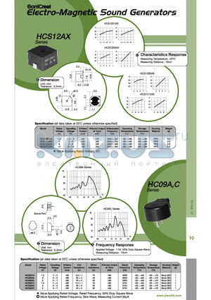 HCS1201AX datasheet - Electro-Magnetic Sound Generators