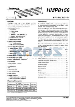 HMP8156EVAL1 datasheet - NTSC/PAL Encoder