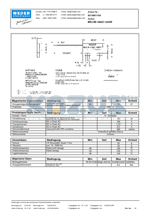 MK21M-1A66C-1000W_DE datasheet - (deutsch) MK Reed Sensor