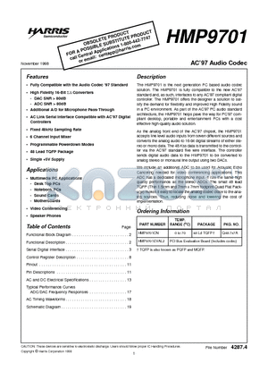 HMP9701 datasheet - AC97 Audio Codec