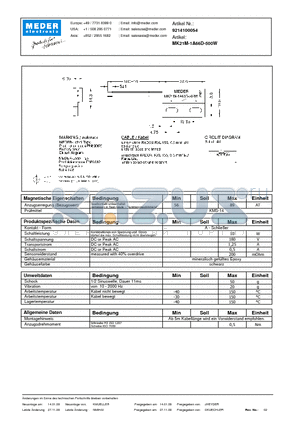 MK21M-1A66D-500W_DE datasheet - (deutsch) MK Reed Sensor
