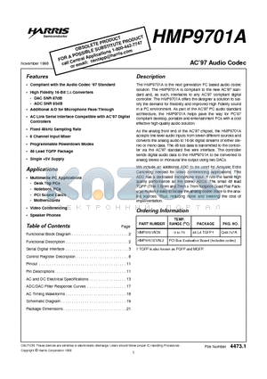 HMP9701ACN datasheet - AC97 Audio Codec