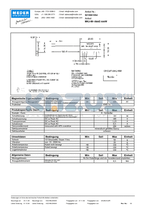 MK21M-1A66E-500W_DE datasheet - (deutsch) MK Reed Sensor