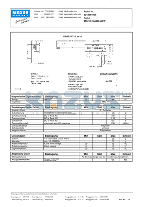 MK21P-1A66B-500W_DE datasheet - (deutsch) MK Reed Sensor