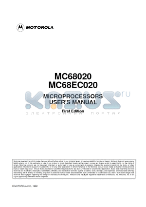 MC68EC020 datasheet - MICROPROCESSORS USERS MANUAL