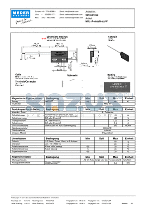 MK21P-1A66D-500W_DE datasheet - (deutsch) MK Reed Sensor