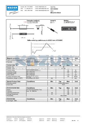 MK22-B-0 datasheet - MK Reed Sensor