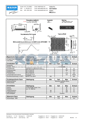 MK22-C-2_DE datasheet - (deutsch) MK Reed Sensor
