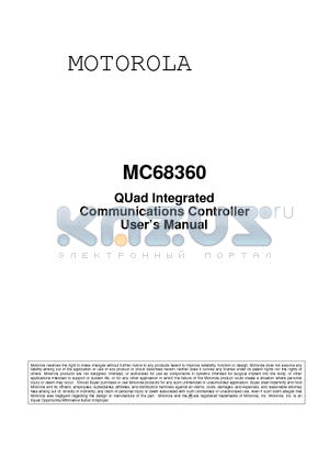 MC68EN360ZP25 datasheet - QUad Integrated Communications Controller Users Manual