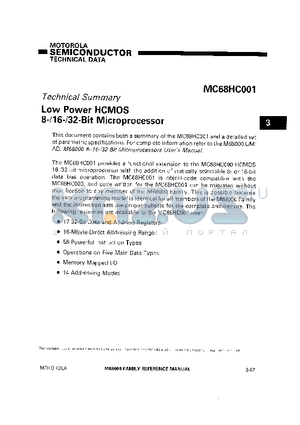 MC68HC001 datasheet - Low Power HCMOS 8-/16-/32-Bit Microprocessor