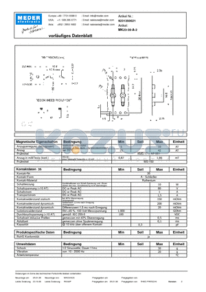 MK23-35-A-2_DE datasheet - (deutsch) MK Reed Sensor