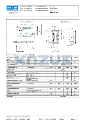 MK23-35-B-2 datasheet - MK Reed Sensors