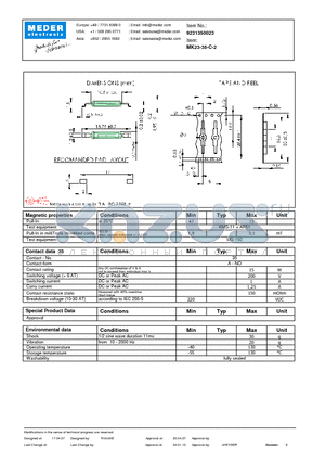 MK23-35-C-2 datasheet - MK Reed Sensors