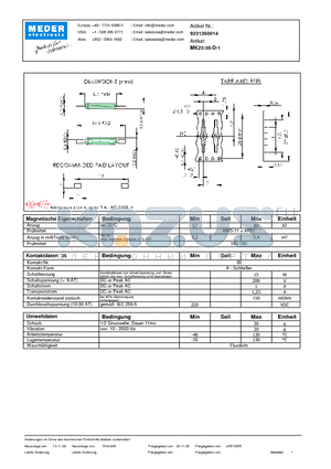 MK23-35-D-1_DE datasheet - (deutsch) MK Reed Sensor