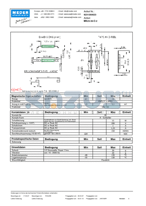 MK23-35-C-2_DE datasheet - (deutsch) MK Reed Sensor