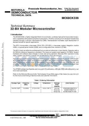 MC68CK338CPV14 datasheet - 32-Bit Modular Microcontroller