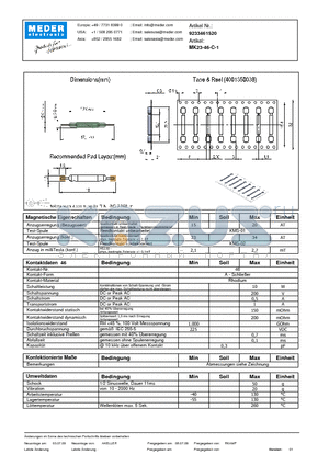 MK23-46-C-1_DE datasheet - (deutsch) MK Reed Sensor