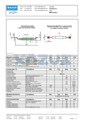 MK23-46-B-4 datasheet - MK Reed Sensors